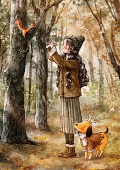 定格的欢乐 ~ 来自韩国插画家Aeppol 的「森林女孩日记-2018」系列插画。