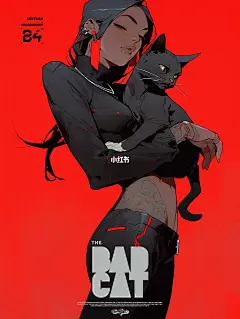 AI手机壁纸-养黑猫的女孩超酷No.3