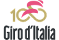 百届环意纪念版logo－新logo仍然保持了独特的环意粉，logo整体由车手以及自行车轮廓组成，其中车手的轮廓酷似环意奖杯“无尽之杯”；而被设计成数字“100”的金色自行车轮廓则彰显着百届环意的里程碑意义。