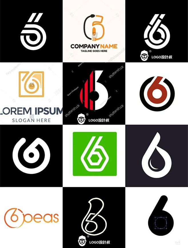 数字6元素图形logo