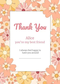 Fresh Hand Painted Flowers Pattern Rectangle Frame Thank friend Card
