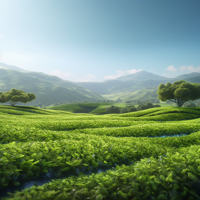 In the green tea fie...