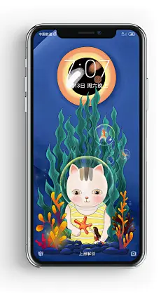 深海的猫手机壁纸