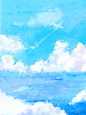 蓝天白云天空春夏季小清新油画唯美梦幻背景1682319662288