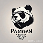 一个戴墨镜的熊猫的头部的LOGO设计，黑熊头侧视，仰头，优雅高贵，极简，扁平，平面绘制，黑色，轮廓，流畅线条，表情鲜明，参考范思哲标志风格，纯色白色背景