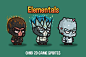 Elemental Chibi 2D Game Sprites - CraftPix.net : Before you Elemental Chibi 2D Game Sprites. These are three warrior characters: fire, lightning and water. They are created for role-playing games.