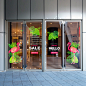 火烈鸟网红橱窗超大静电贴画 INS动漫北欧咖啡店餐厅玻璃门装饰贴-淘宝网