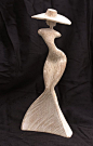 VintageAbstract Silhouette Wood Sculpture Figurine of Female
