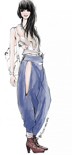 夜月光水岸采集到画   彩铅 ，制服