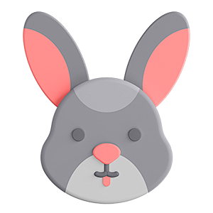 兔子 渲染剪纸风卡通动物3D图标