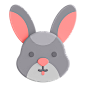 兔子 渲染剪纸风卡通动物3D图标