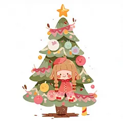 卡通圣诞节圣诞树元素图片素材