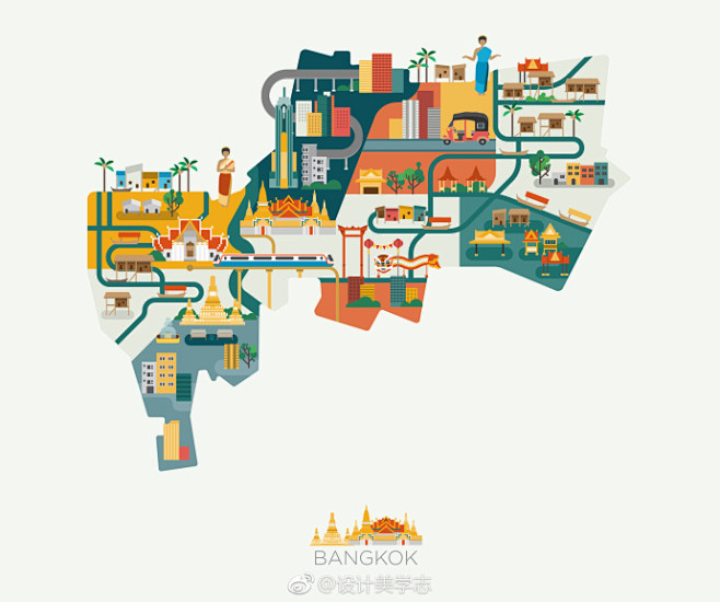 Maps of Asia 微博@设计美学...