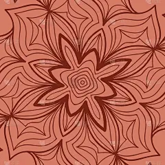 东方花卉图案。曼荼罗的设计。矢量插图。手绘万花筒背景。红砖色