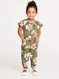 Old Navy Floral-Print Ruffle-Sleeve Romper for Toddler Girls