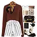 A fashion look from August 2017 featuring collegiate shirts, paper bag waist shorts and flat pumps. Browse and shop related looks.
