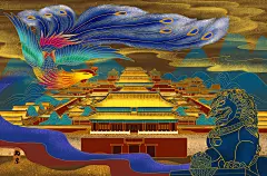 【源文件可下载】国潮风城市山水景色烫金地方特色国风景psd设计素材海报手绘插画