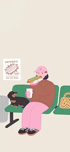 狗狗 汪星人 插画 手机壁纸