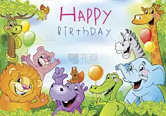 卡通动物，生日贺卡