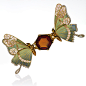 French Art Nouveau Topaz, Diamond and Enamel Butterfly Brooch