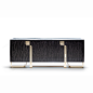 Buffet - Giorgio Collection : Charisma Collection | design by Castello Lagravinese Studio Buffet with 4 doors in Black Bubinga burl veneer with high gloss polyester finish. Top in beveled grey Alpi marble. Base, handles and details in light gold chrome st