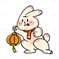 卡通感春节兔子元素贴纸