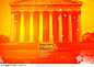 橙色系希腊神殿优美梦幻背景模板图片素材下载，现在加入素材公社即可参与传素材送现金活动