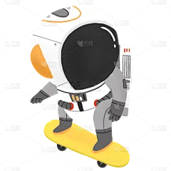 手绘-天文元素人物贴纸-滑板