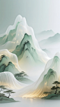 新中式国风山水插画壁纸