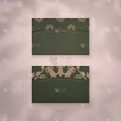适合您的商务名片，绿色，复古的棕色装饰。