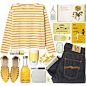 #yellow #stripes #jeans #sweater #simpleset #polyvore #nars