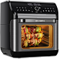 Air Fryer Toaster Oven, 10-in-1 Toaster Oven Air Fryer Combo with Dehydrator & Rotisserie, XL Large Family Size Air Fryer with LED Touch Screen, 7 ​Accessories | ETL Cert | Stainless Steel, 10.6 QT Black