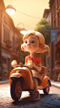 A very cute girl 6 years old tricycle in beautiful street at s 