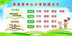 校园文化  - 源文件下载【酷图网】校园文化,三风一训,校风校训,学校展板,班级展板,学校海报,蓝色展板,办学宗旨,办学理念,小孩,热气球,树叶