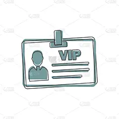 矢量图标人物vip卡、客户卡。矢量插图的识别徽章与卡通风格的照片在白色孤立的背景。