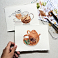 Gourmet in Watercolor : A series of food and beverages illustrated by watercolor on paper