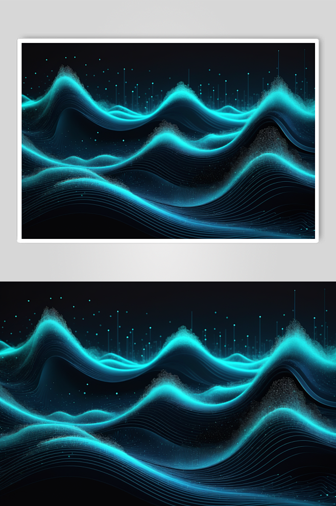 AI数字艺术科技感脉冲波峰谷波段图片-众...