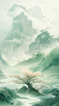 中国风通用鎏金水墨山水背景图片素材