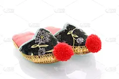拖鞋,红色,水平画幅,彩色图片,时尚,鞋子,黑色,两个物体,女性,摄影