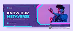 时尚科技公司VR元宇宙网站网页Banner海报版式设计模板AI矢量素材-淘宝网