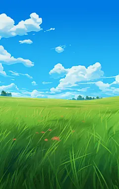 简约蓝天白云草地壁纸