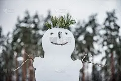 漂亮的雪人。堆雪人，初雪。