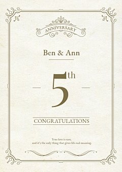 Literary Retro Style geometry Frame Wedding anniversary Greeting Card