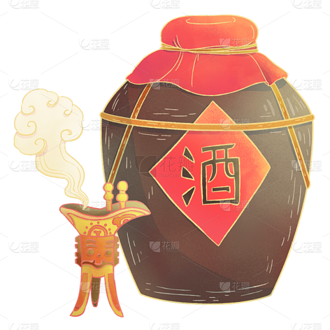 中国风贴纸-酒坛子
