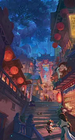 一组不错的古风建筑场景插画作品！画风精美细致颇有意境！