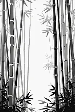 春意盎然中国风竹子竹林自然风景插画