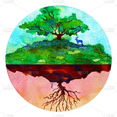 全球变暖气候变化抽象艺术精神心灵人类动物水彩画插图设计手绘