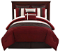 Essex 8-Piece Comforter Set, Red, Queen contemporary-comforters-and-comforter-sets