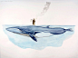 这是关于鲸鱼的插画，描绘的人与鲸鱼的关系尤为动人。这一组细腻的插画，来自于温哥华的艺术家Paul Morstad。