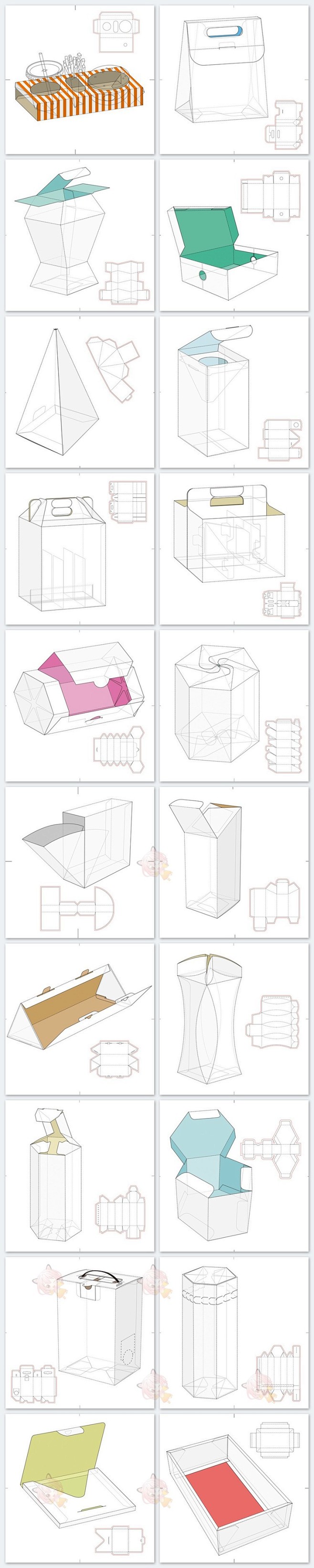 异形纸盒纸箱礼盒产品包装刀模折叠平面展开...
